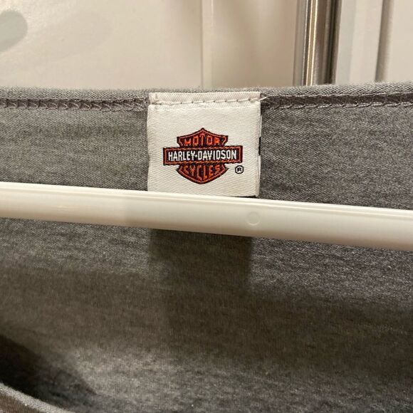 Harley Davidson Womens Long Sleeve Shirt Gray Silver BLING Logo SKULLS Pullover - Picture 3 of 10